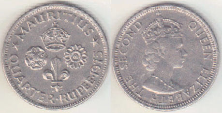1975 Mauritius 1/4 Rupee A008936